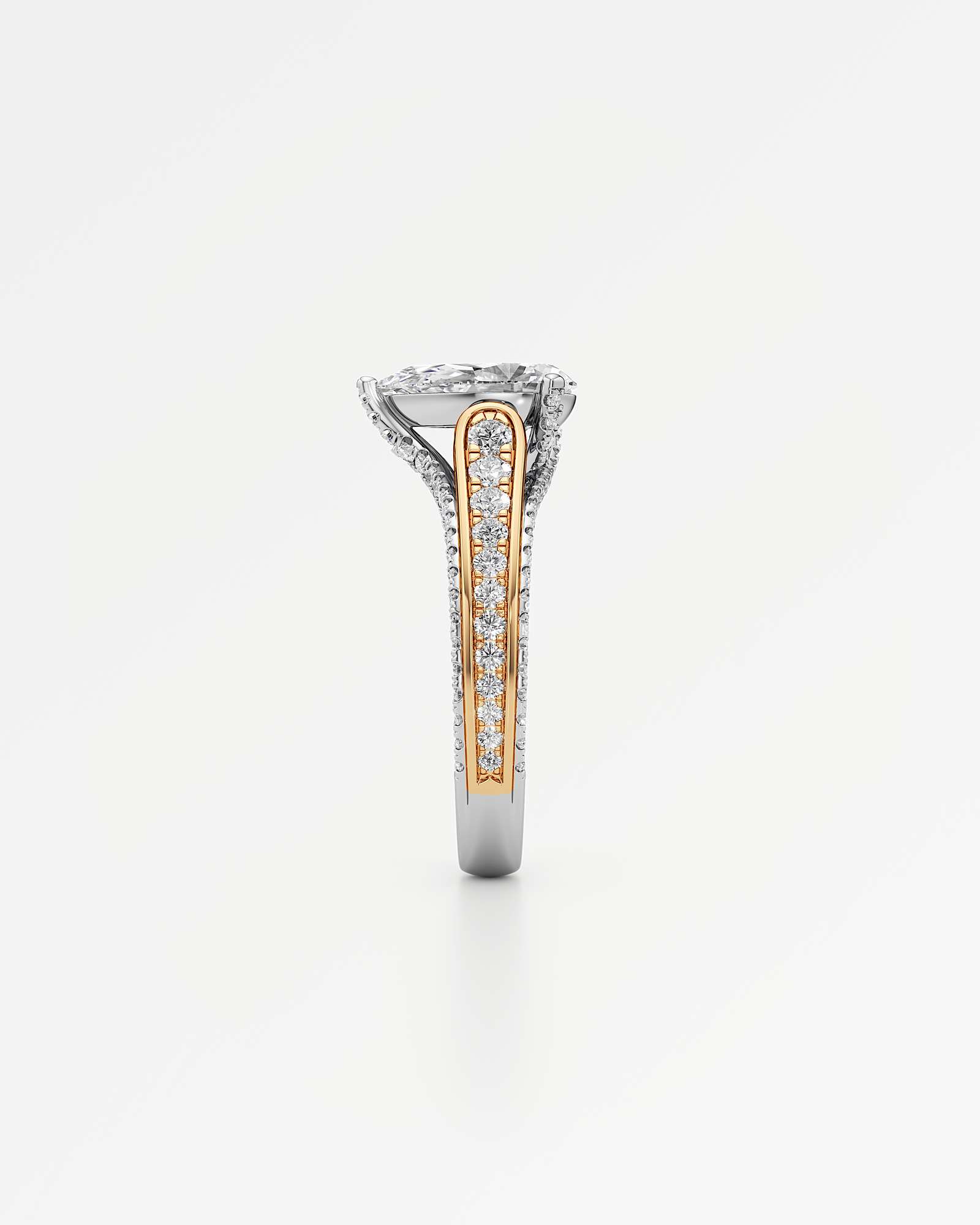 Irene Diamond Engagement Ring 1.50 ct Pear Cut in 14K White & Yellow Gold – view 4