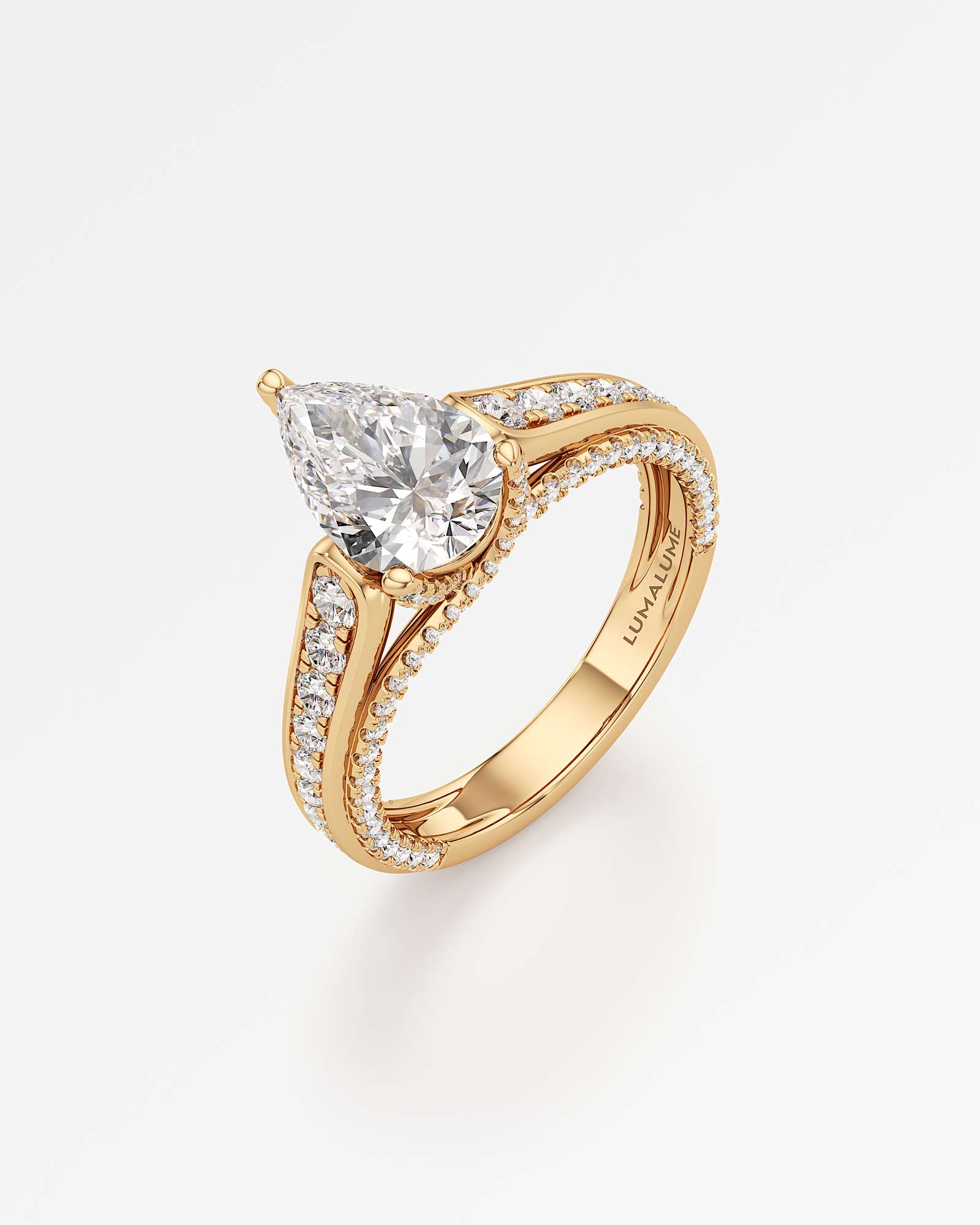 Irene Diamond Engagement Ring 2 ct Pear Cut in 14K Yellow Gold – view 1