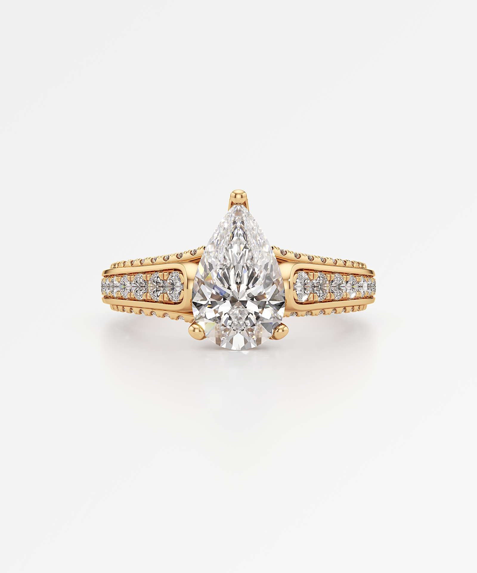 Irene Diamond Engagement Ring 2 ct Pear Cut in 14K Yellow Gold – view 2