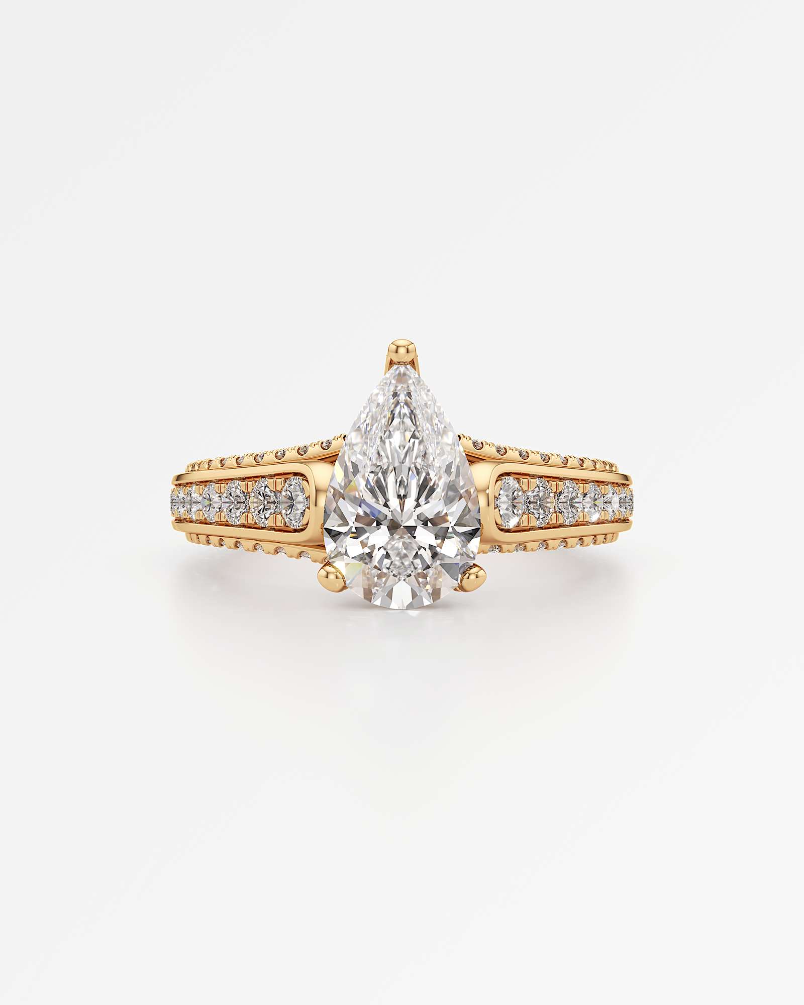 Irene Diamond Engagement Ring 2 ct Pear Cut in 14K Yellow Gold – view 2