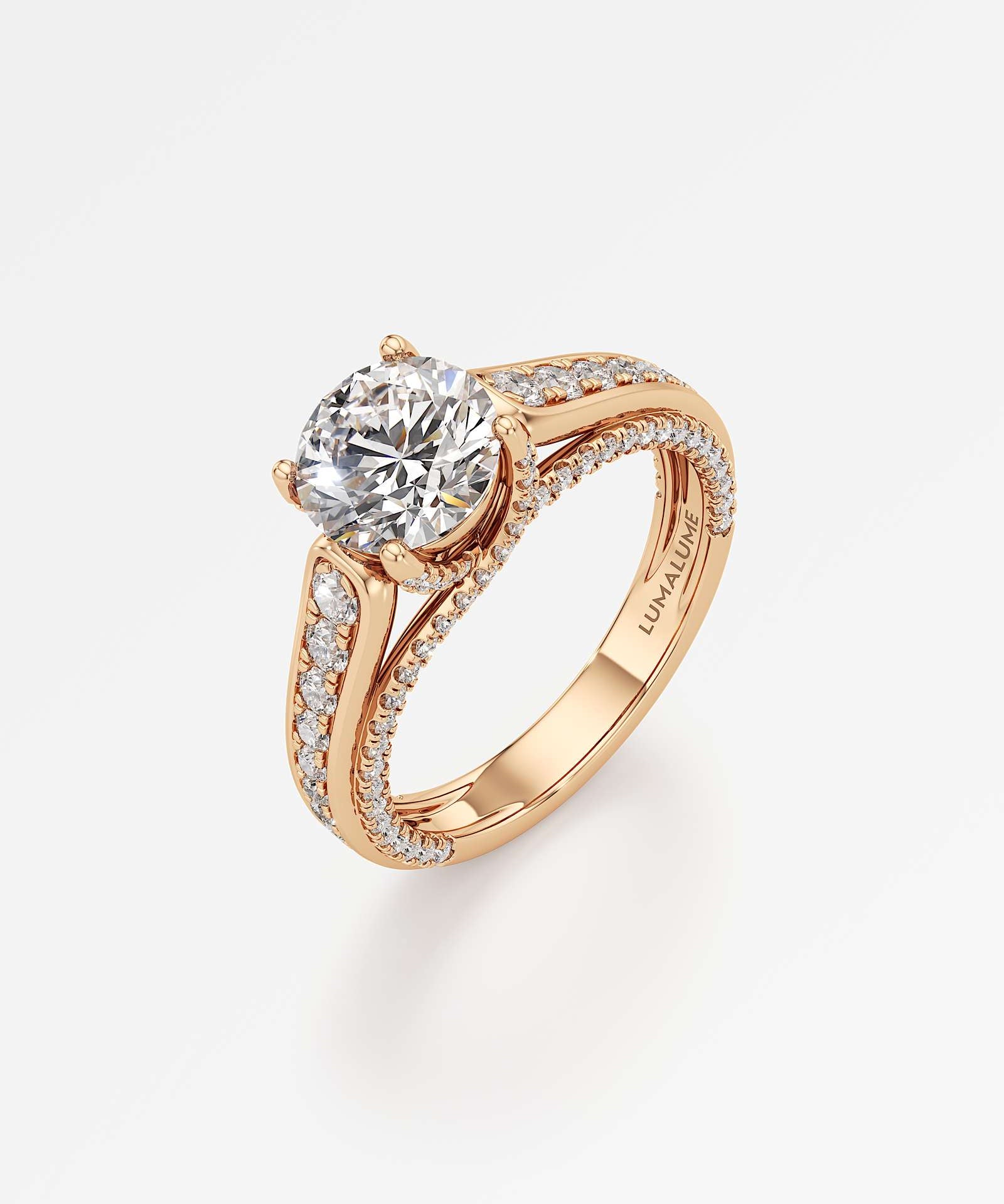Irene Diamond Engagement Ring 1.50 ct Round Cut in 14K Rose Gold – view 1
