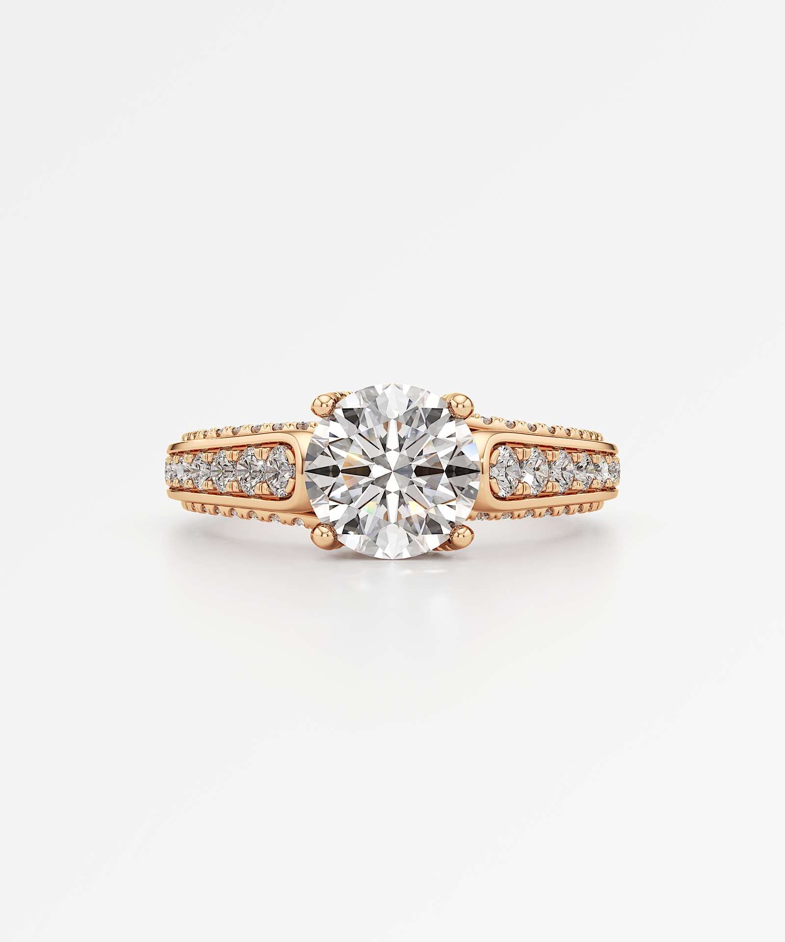 Irene Diamond Engagement Ring 1.50 ct Round Cut in 14K Rose Gold – view 2