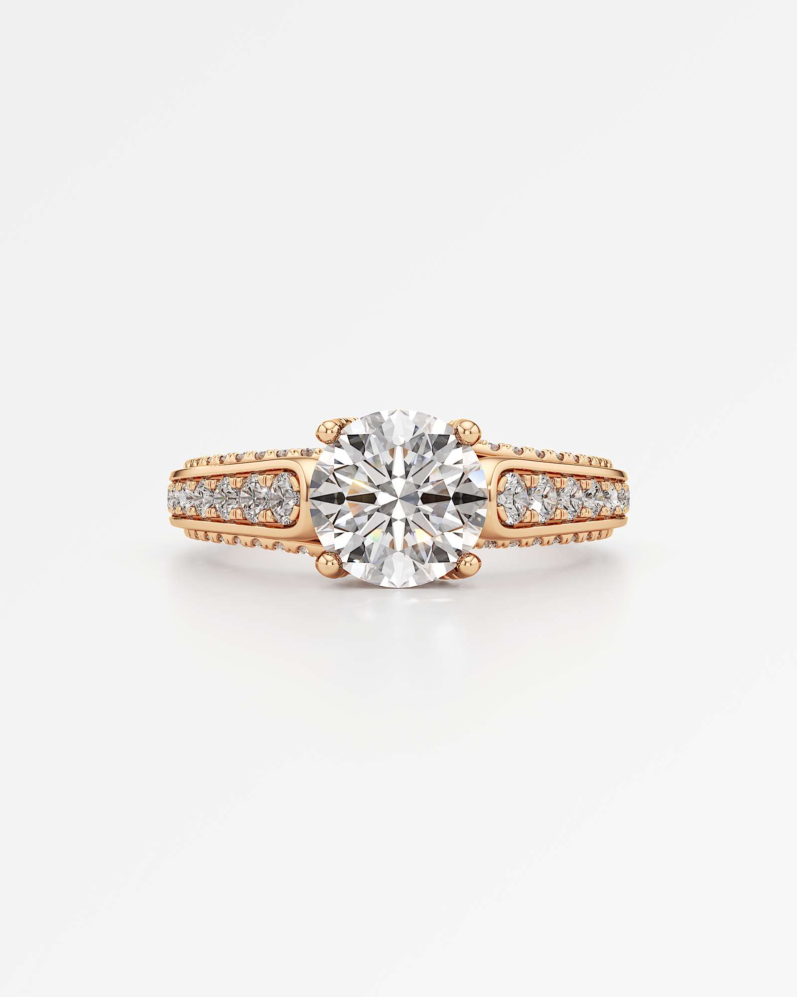 Irene Diamond Engagement Ring 2 ct Round Cut in 14K Rose Gold – view 2
