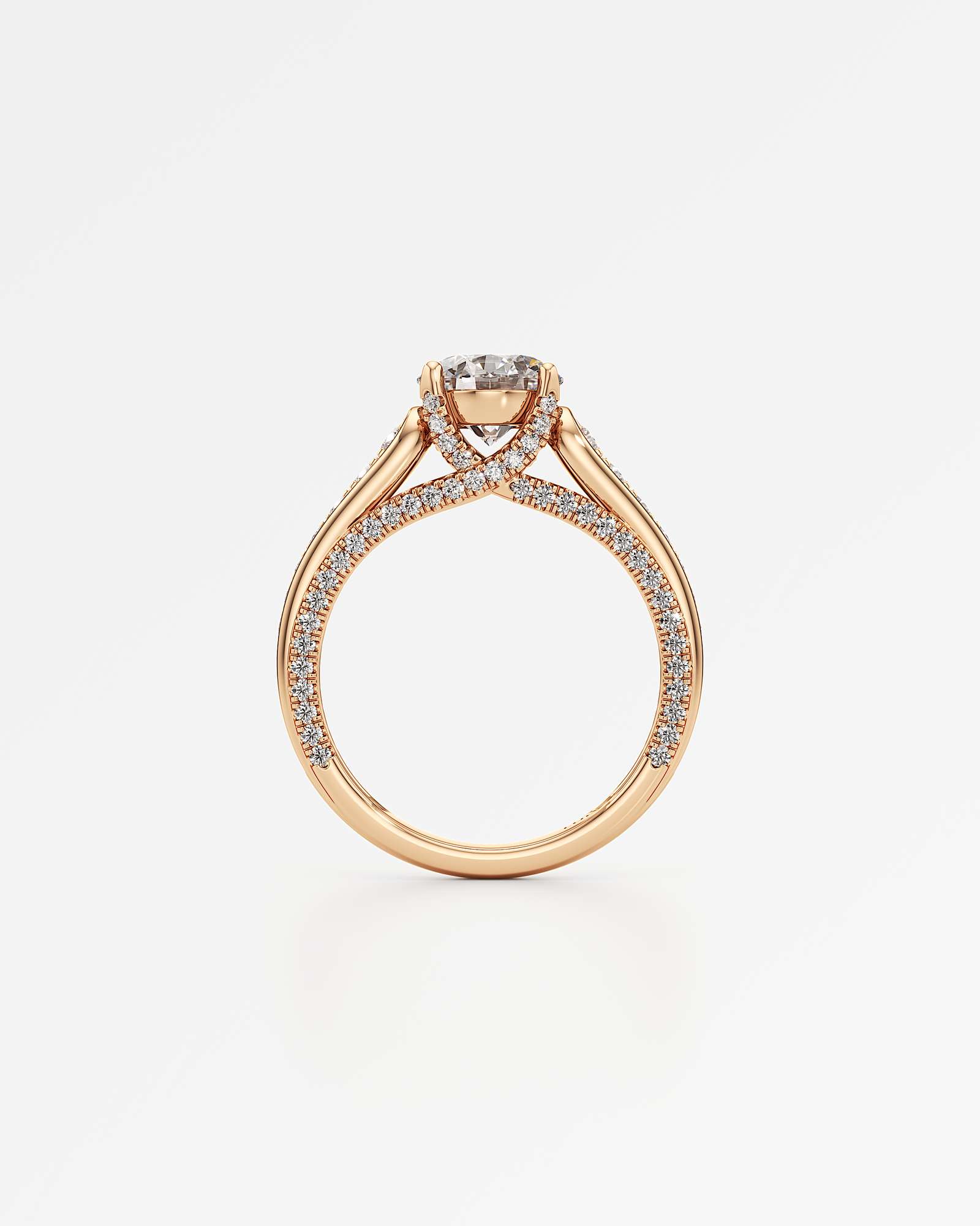 Irene Diamond Engagement Ring 2 ct Round Cut in 14K Rose Gold – view 3