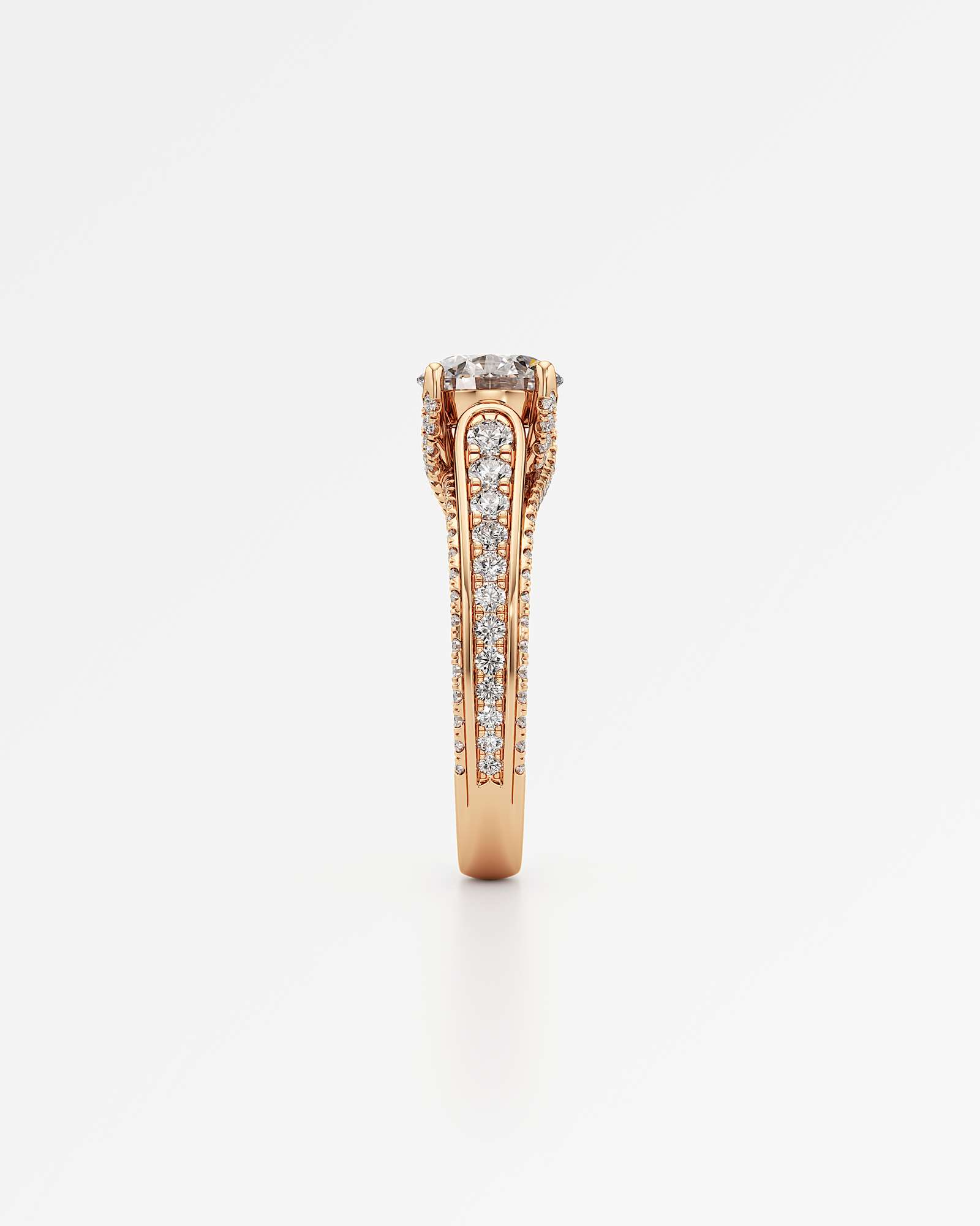 Irene Diamond Engagement Ring 2 ct Round Cut in 14K Rose Gold – view 4