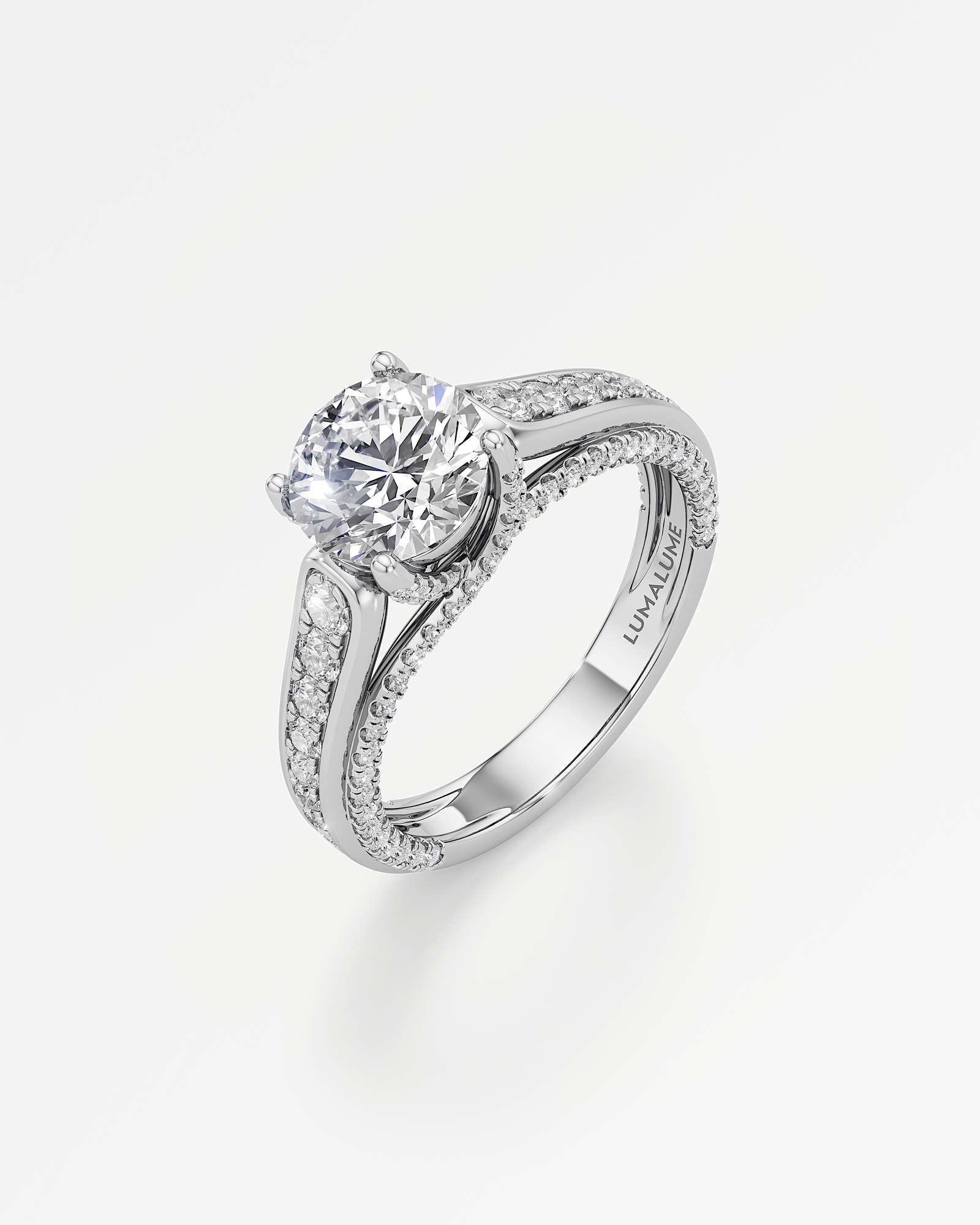 Irene Diamond Engagement Ring 2 ct Round Cut in 18K White Gold – view 1