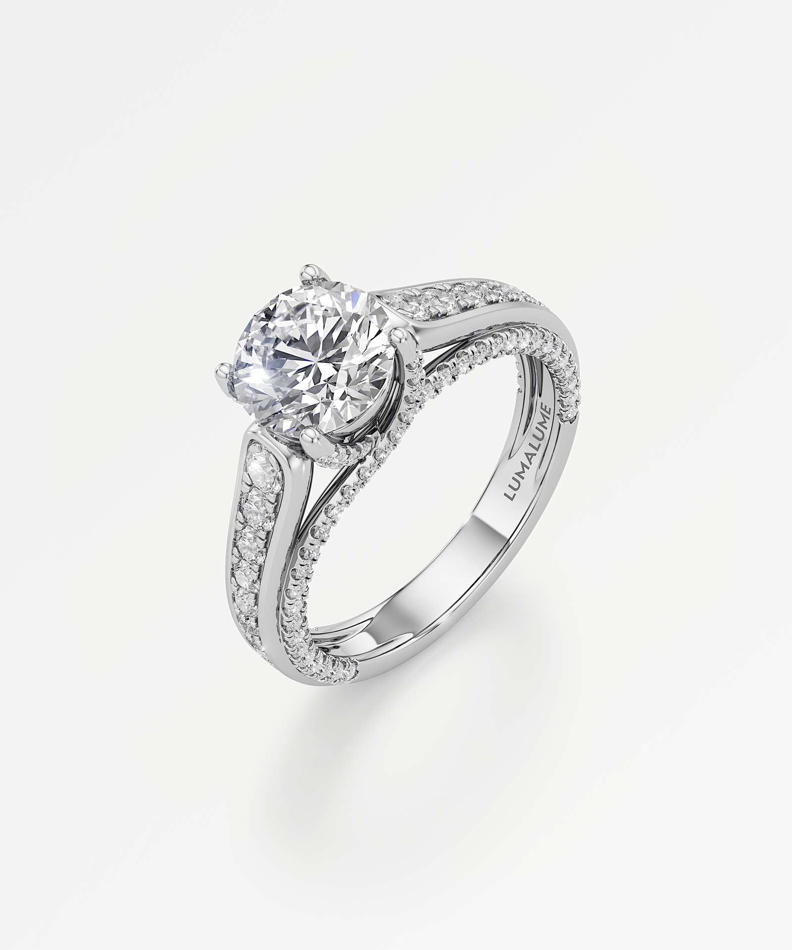 Irene Diamond Engagement Ring 1.50 ct Round Cut in 14K White Gold – view 1