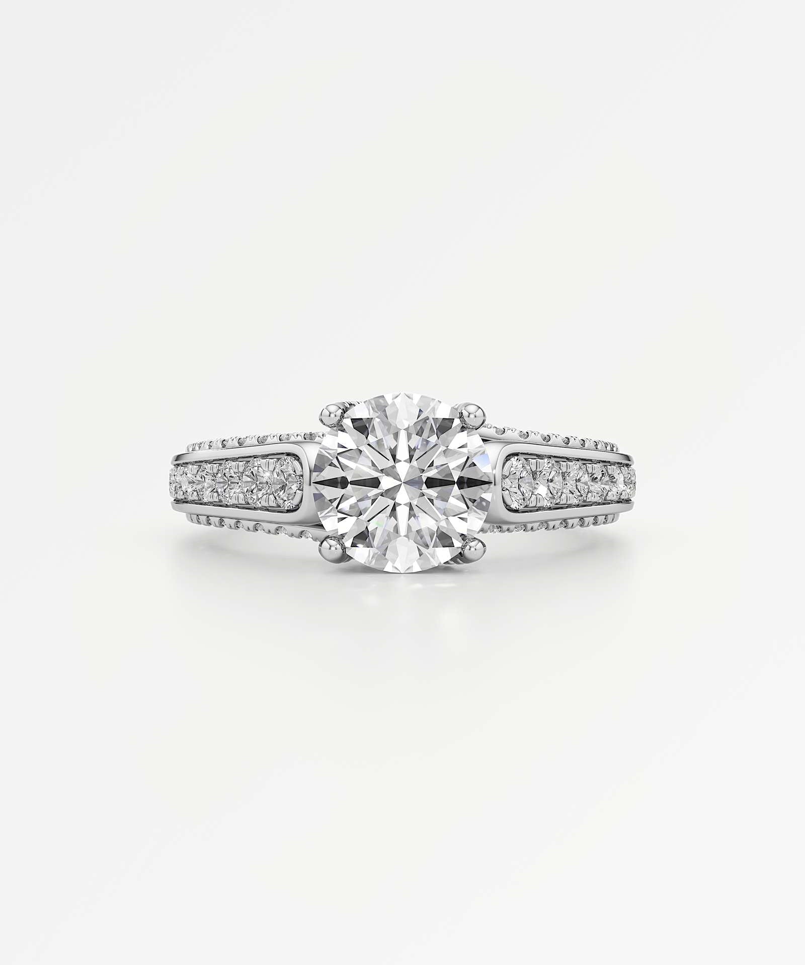 Irene Diamond Engagement Ring 1.50 ct Round Cut in 14K White Gold – view 2