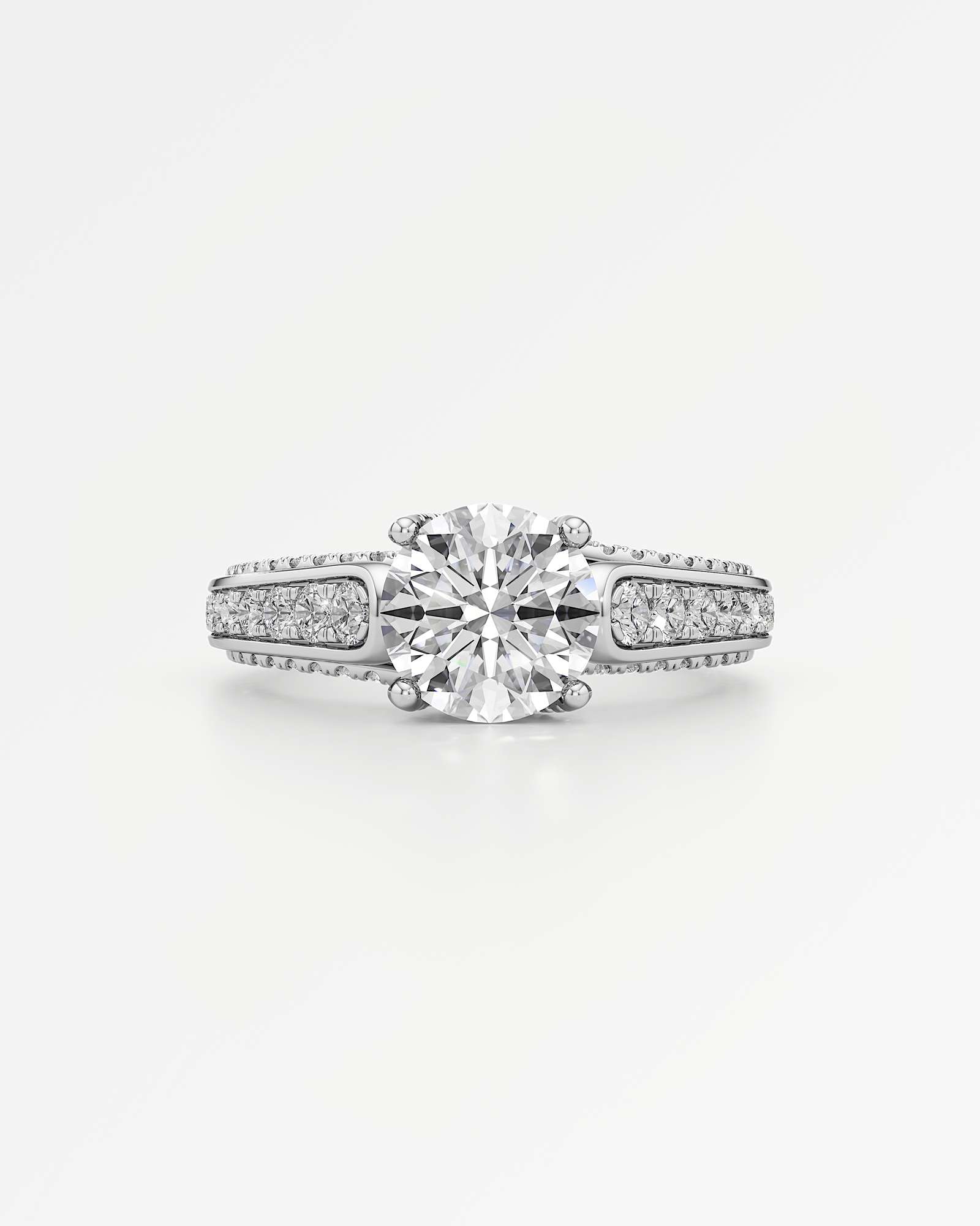 Irene Diamond Engagement Ring 2 ct Round Cut in 18K White Gold – view 2