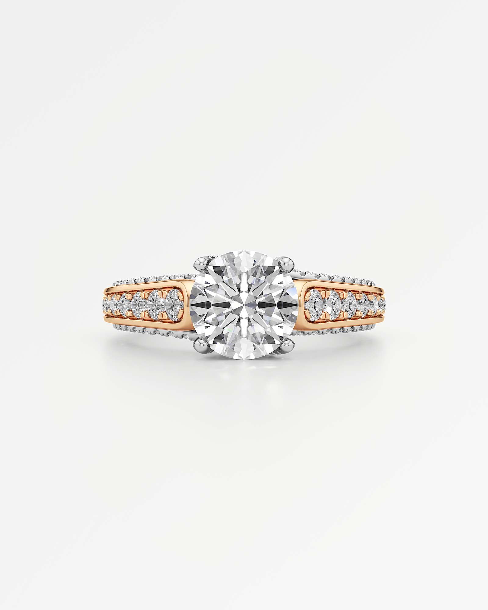 Irene Diamond Engagement Ring 2 ct Round Cut in 18K White & Rose Gold – view 2