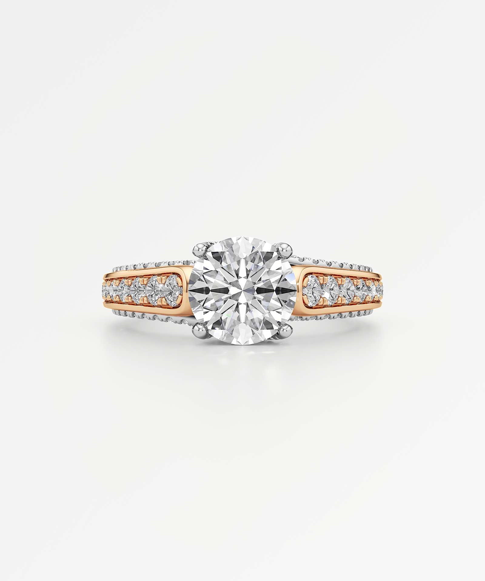 Irene Diamond Engagement Ring 1.50 ct Round Cut in 14K White & Rose Gold – view 2