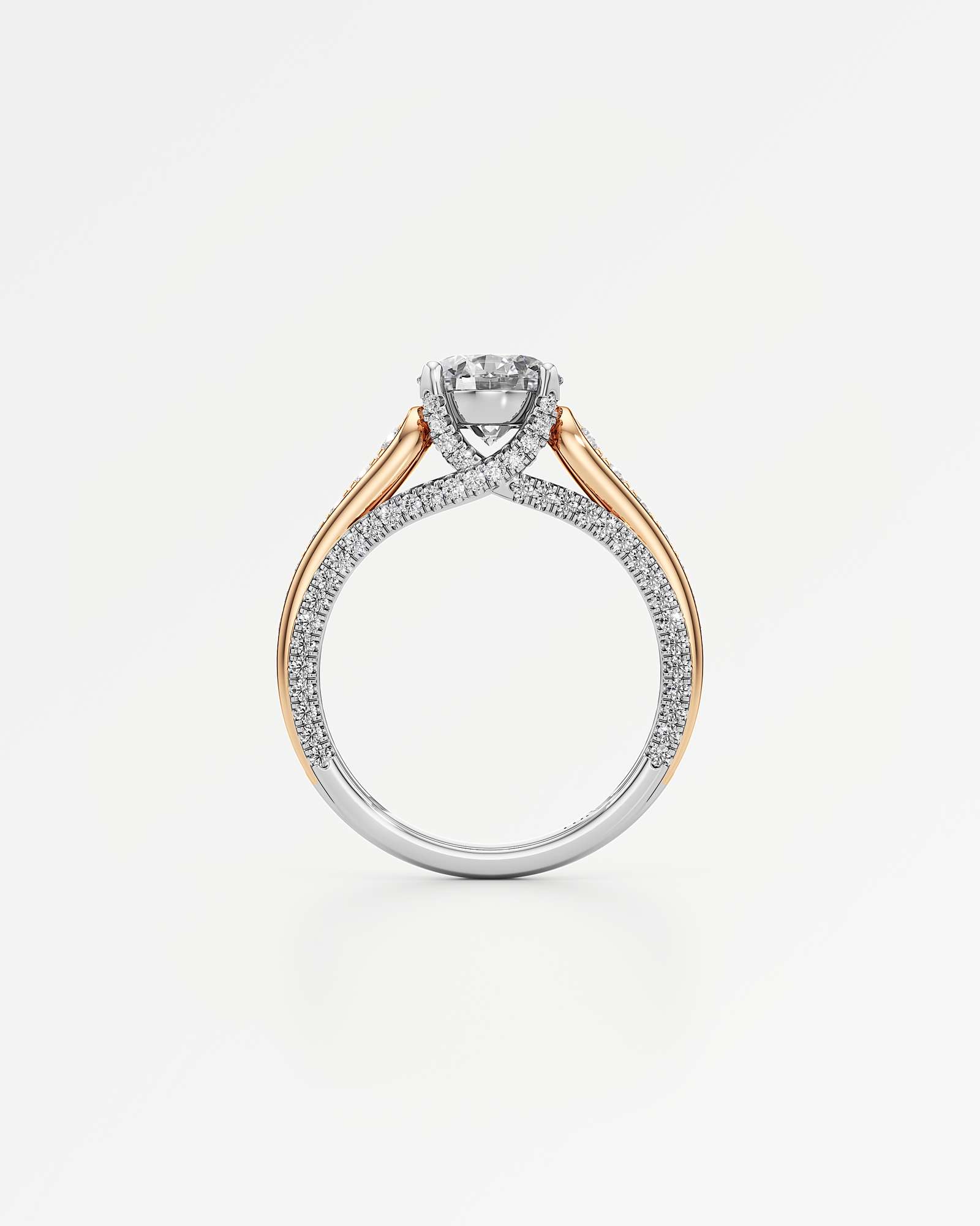 Irene Diamond Engagement Ring 2 ct Round Cut in 18K White & Rose Gold – view 3