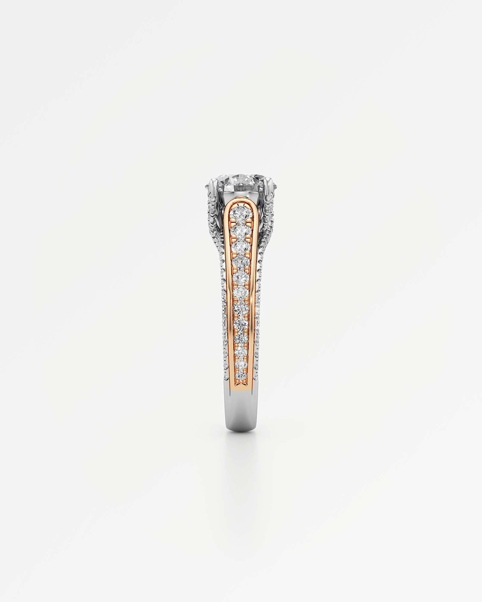 Irene Diamond Engagement Ring 2 ct Round Cut in 14K White & Rose Gold – view 4