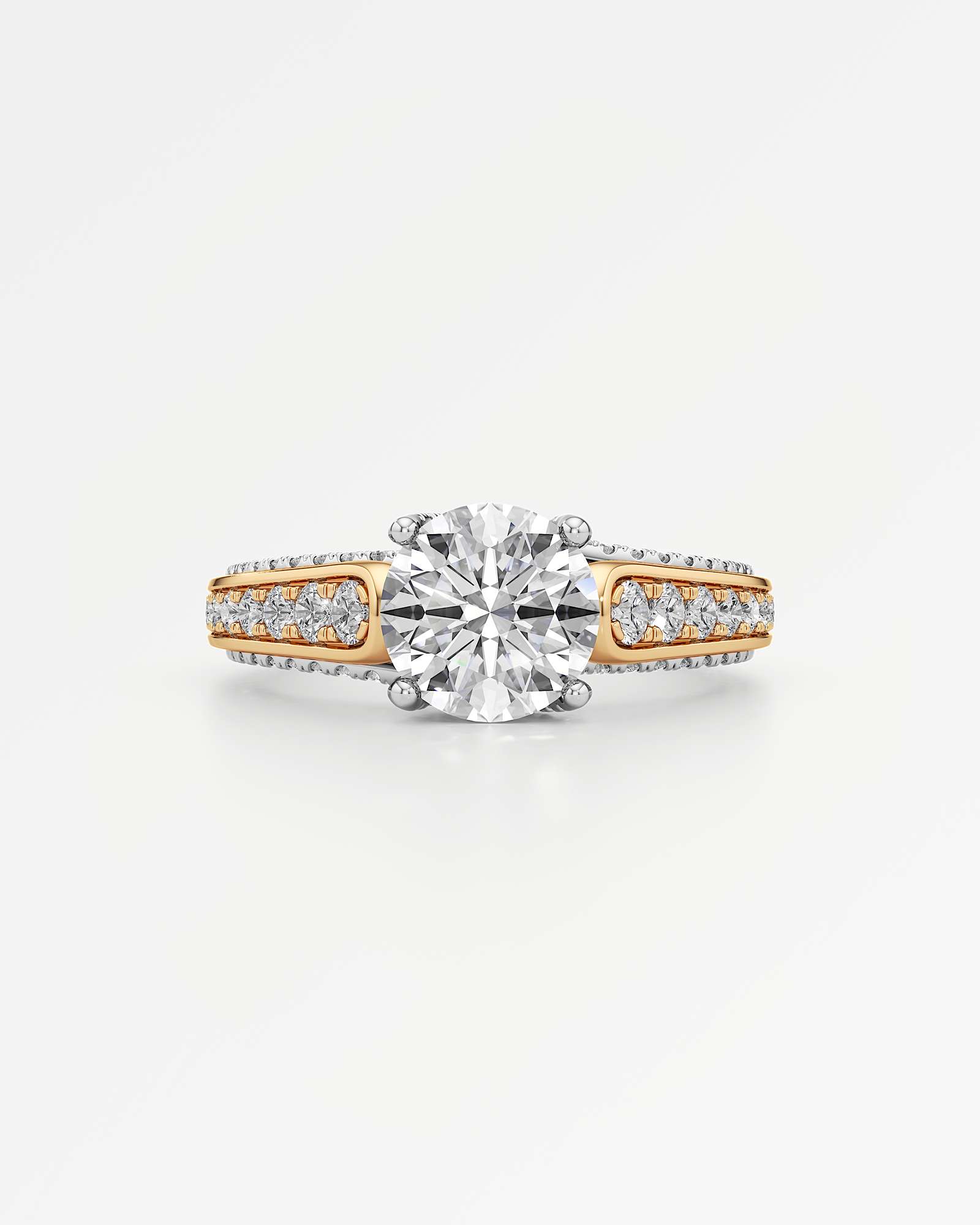 Irene Diamond Engagement Ring 2 ct Round Cut in 14K White & Yellow Gold – view 2