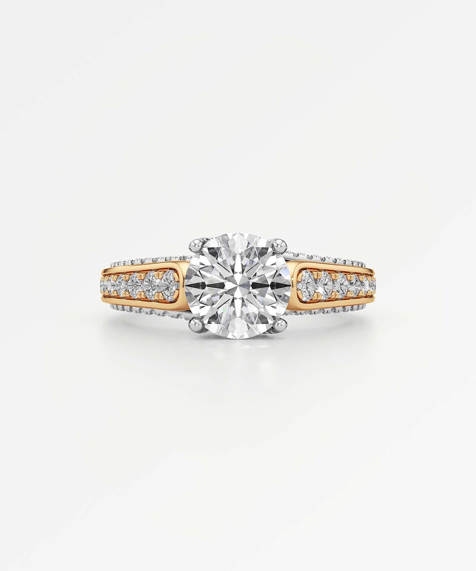 Irene Diamond Engagement Ring 1.50 ct Round Cut in 14K White & Yellow Gold – view 2