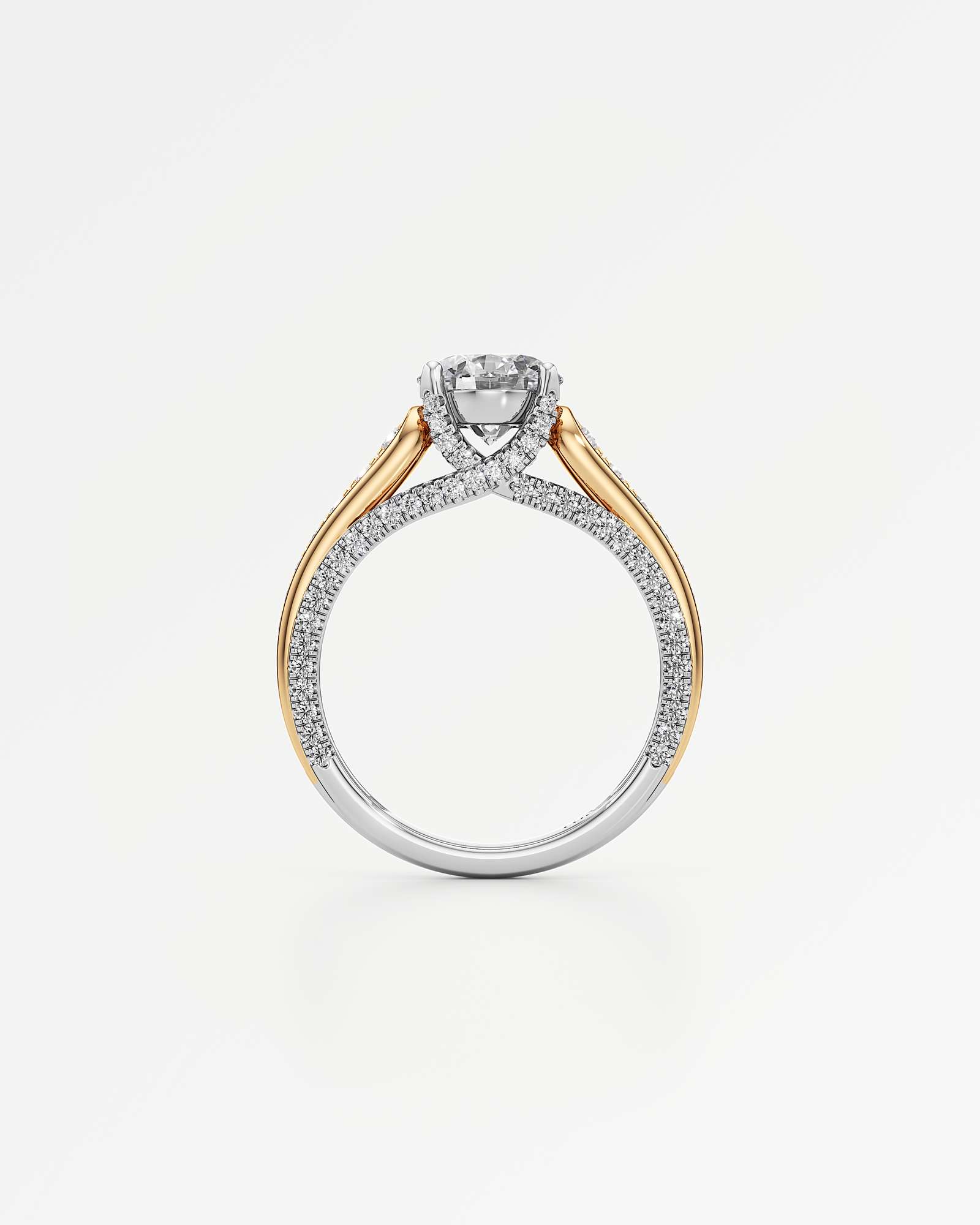 Irene Diamond Engagement Ring 2 ct Round Cut in 14K White & Yellow Gold – view 3