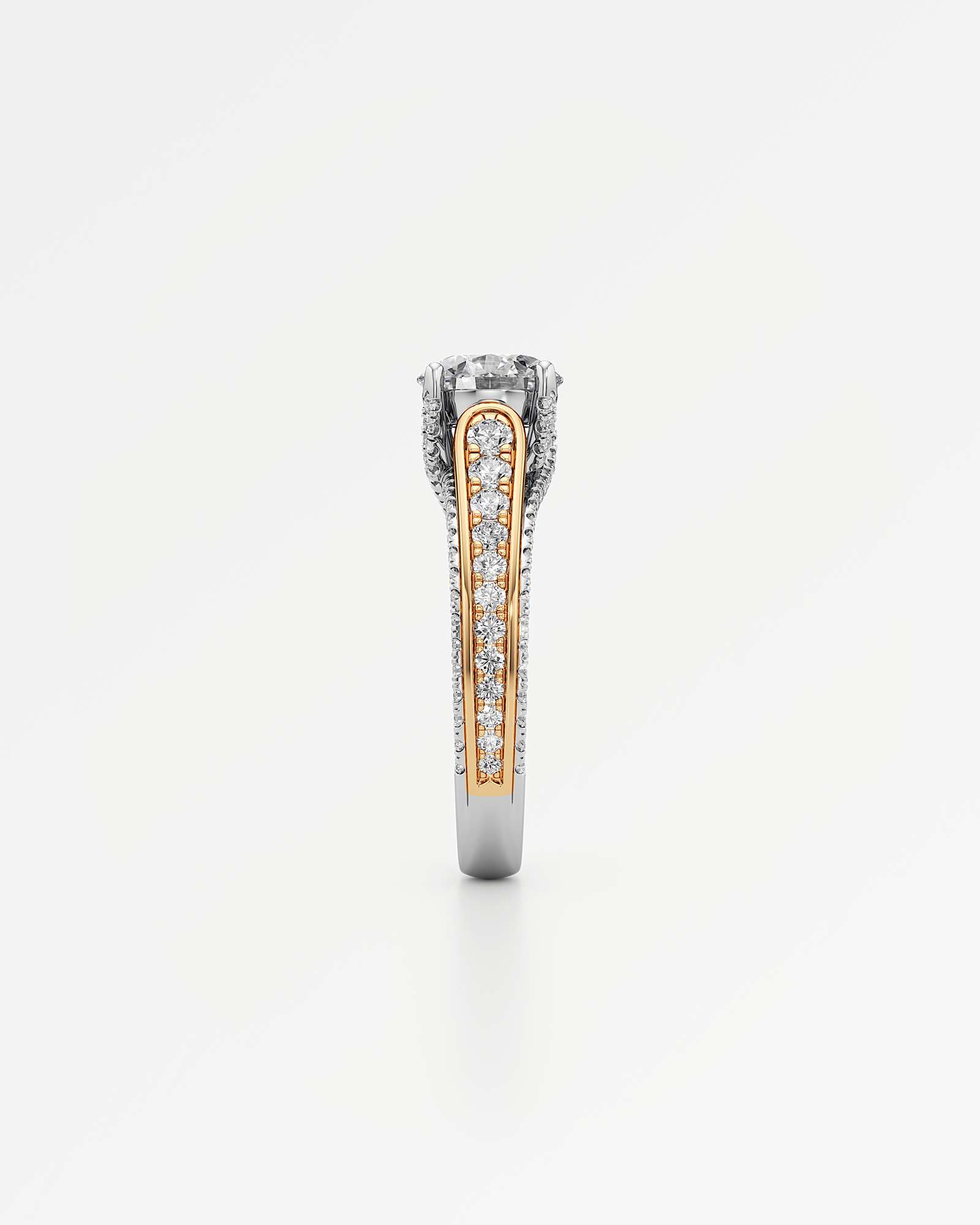 Irene Diamond Engagement Ring 2 ct Round Cut in 14K White & Yellow Gold – view 4