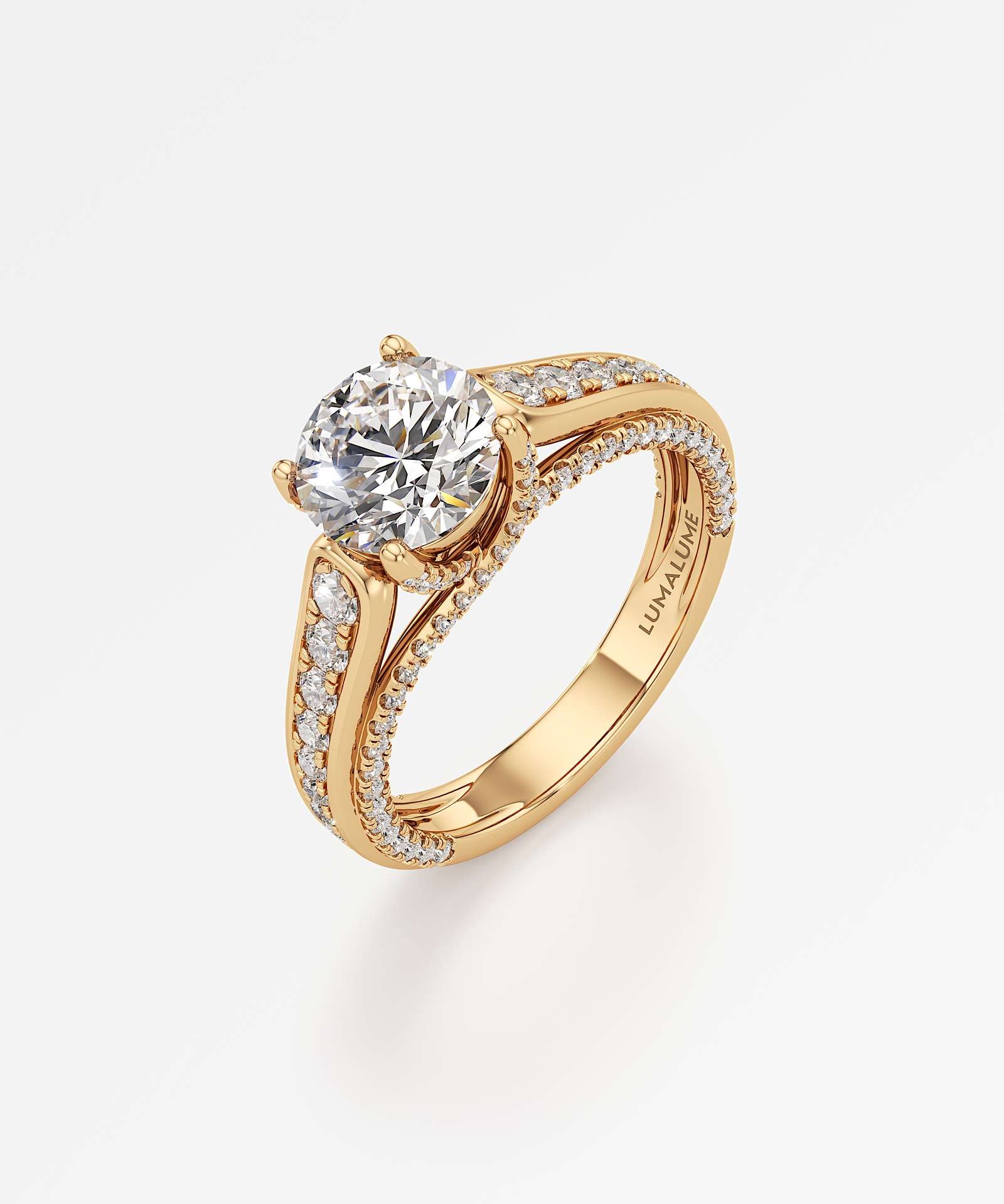 Irene Diamond Engagement Ring 1.50 ct Round Cut in 14K Yellow Gold – view 1