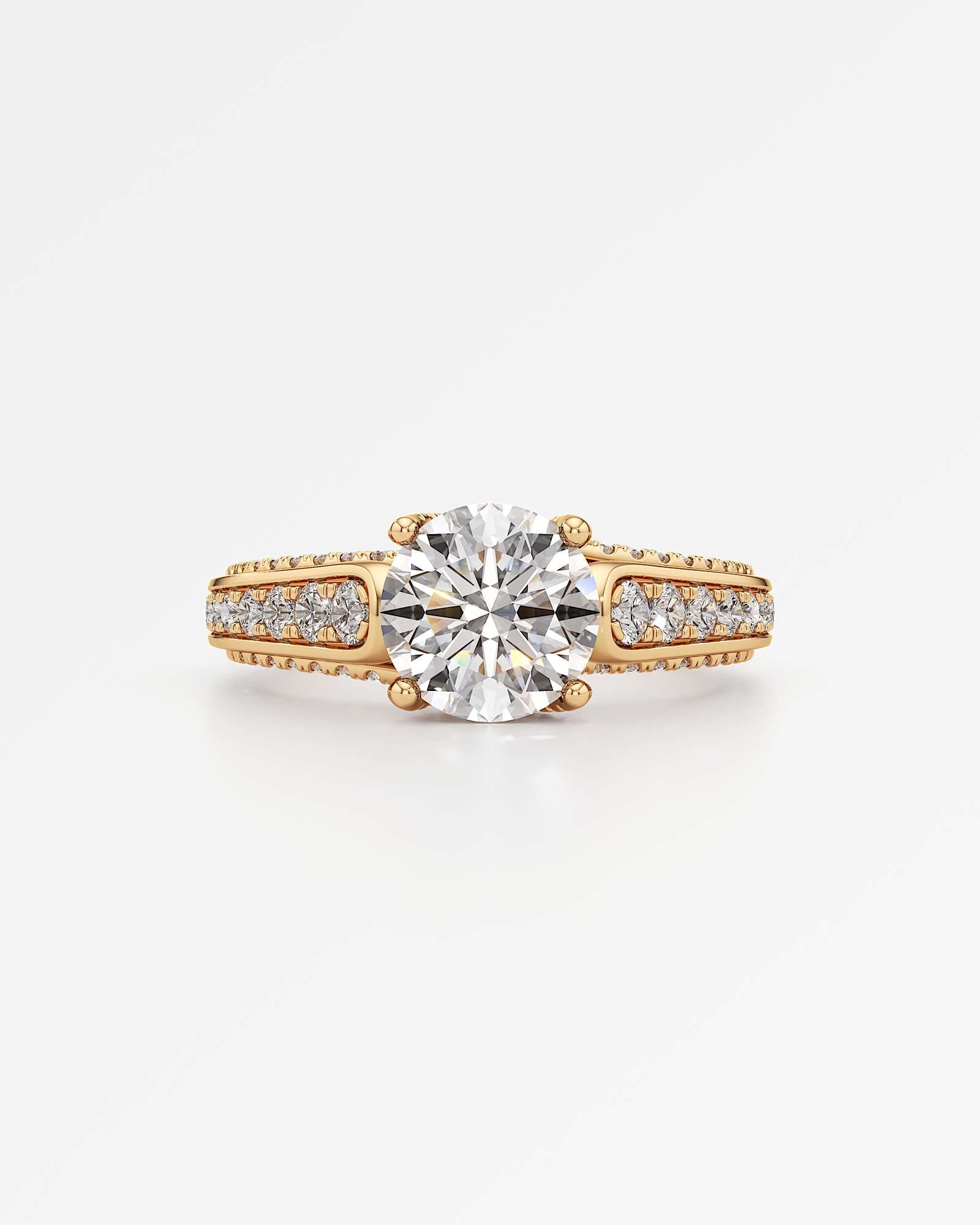 Irene Diamond Engagement Ring 2 ct Round Cut in 14K Yellow Gold – view 2