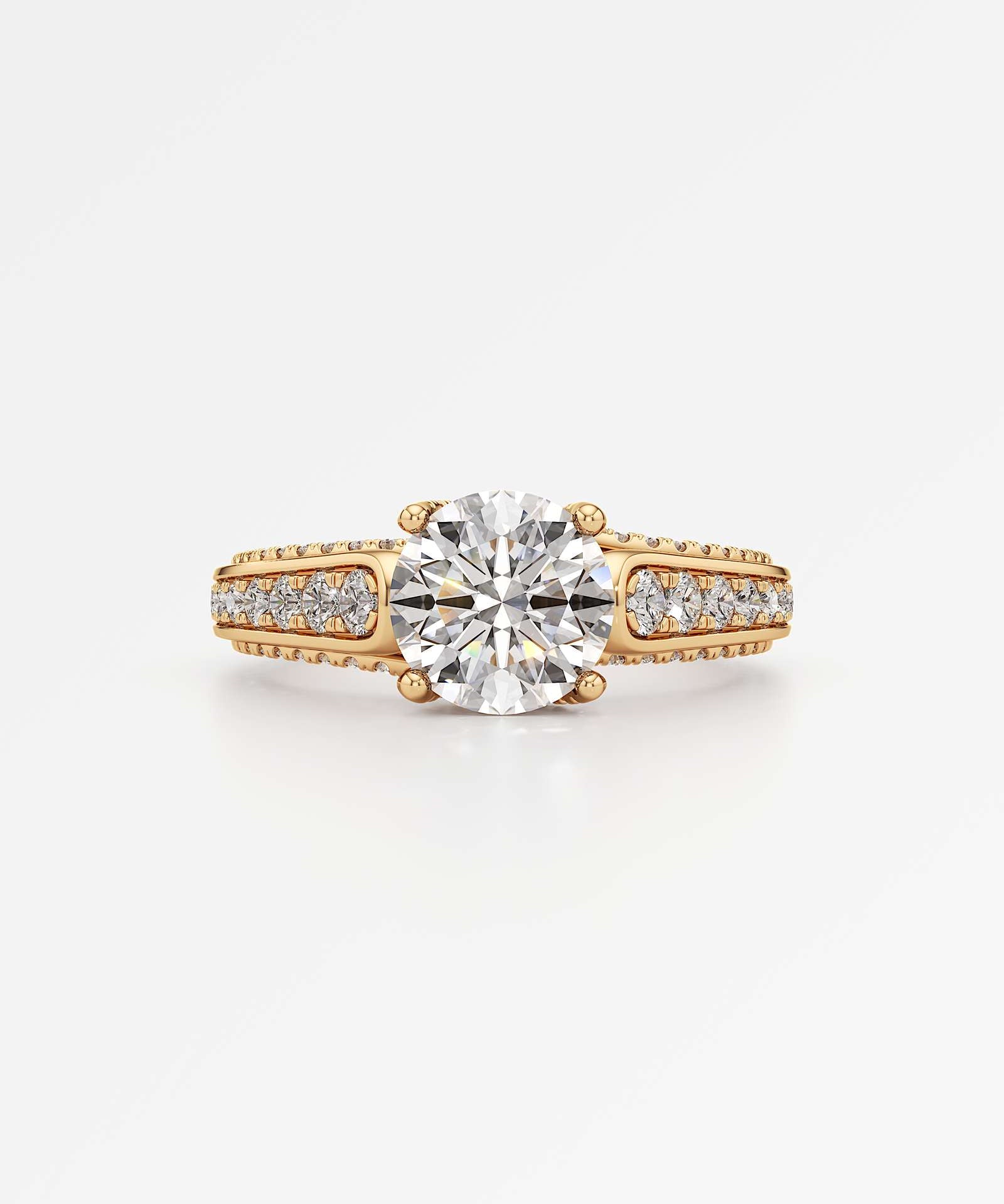Irene Diamond Engagement Ring 1.50 ct Round Cut in 14K Yellow Gold – view 2
