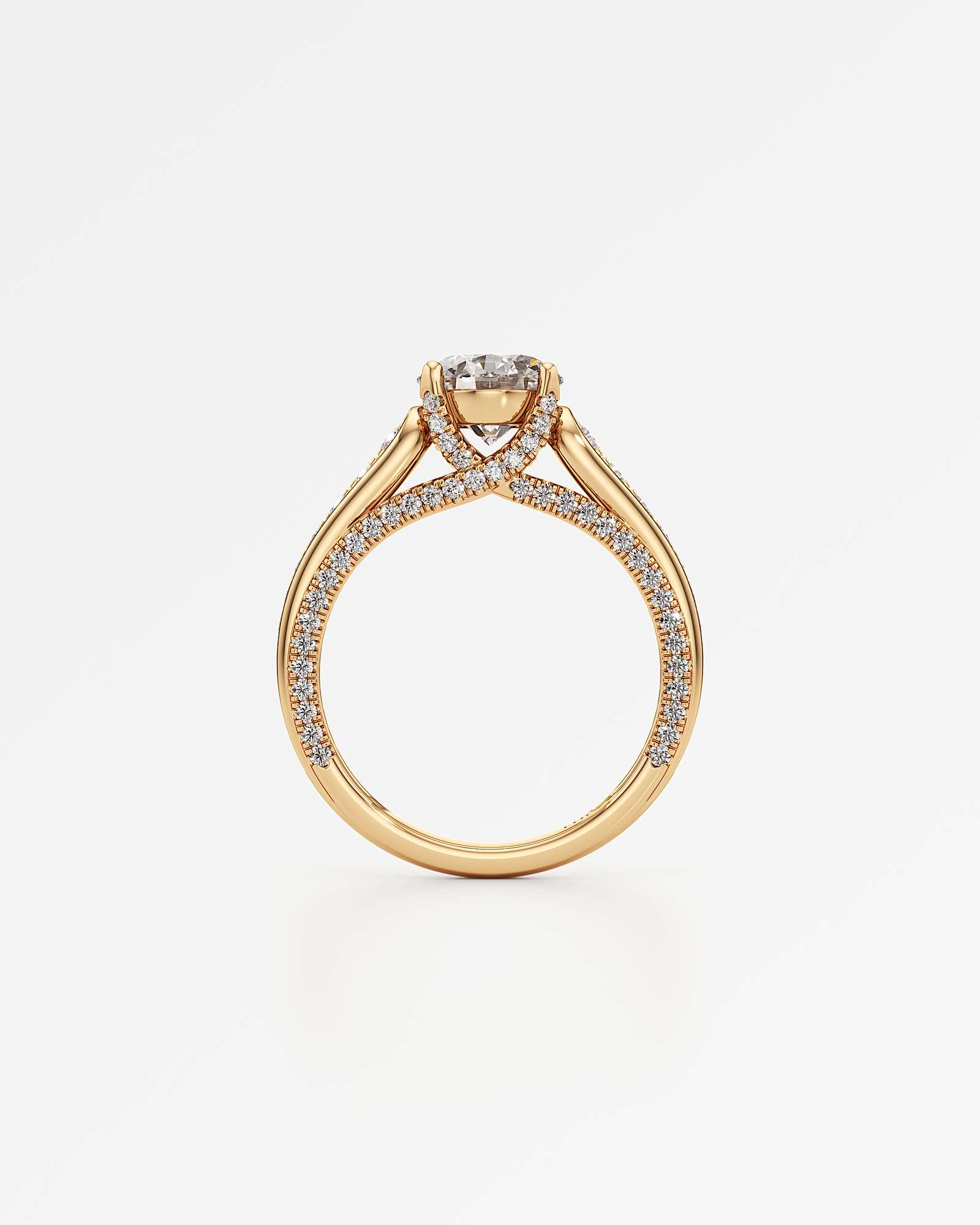 Irene Diamond Engagement Ring 2 ct Round Cut in 18K Yellow Gold – view 3