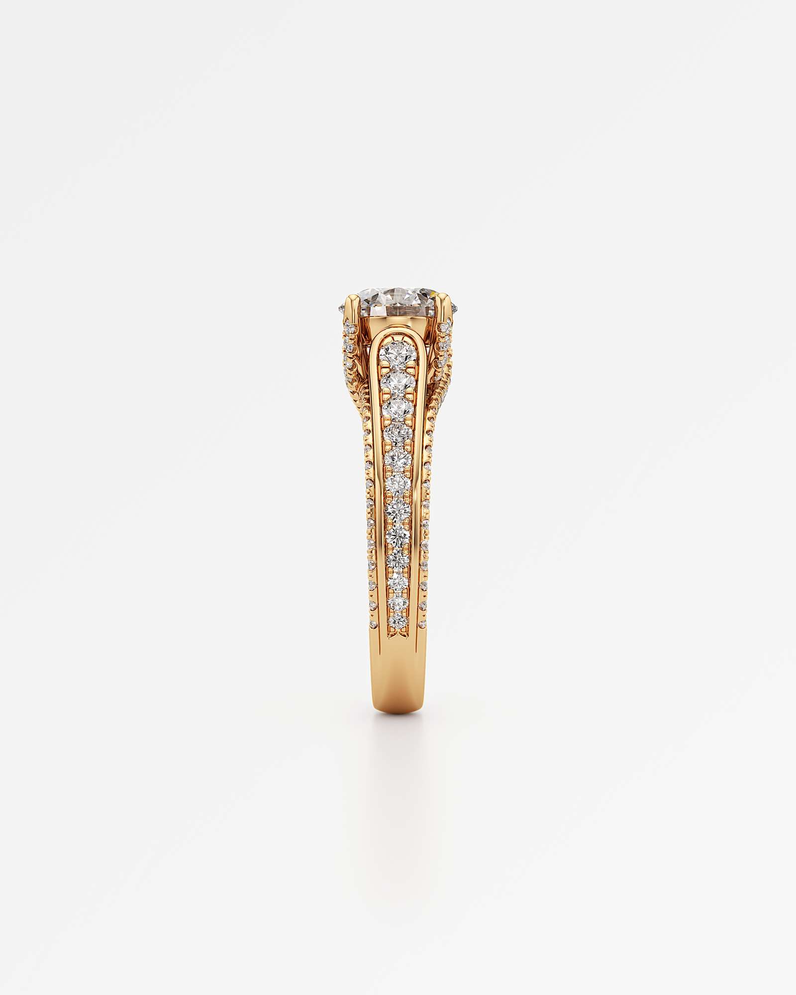 Irene Diamond Engagement Ring 2 ct Round Cut in 18K Yellow Gold – view 4