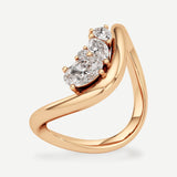 Elara Diamond Wave Ring 1.50 ct Oval Cut in 14K Rose Gold – view 1