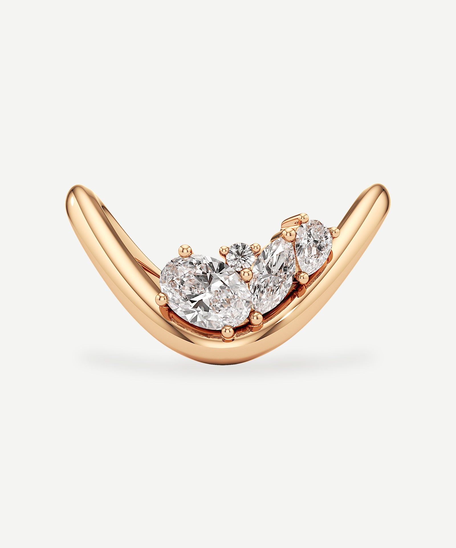 Elara Diamond Wave Ring – 1.50 ct Cushion Cut, 14K Rose Gold