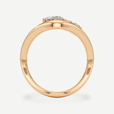 Elara Diamond Wave Ring – 2 ct Emerald Cut, 14K Rose Gold