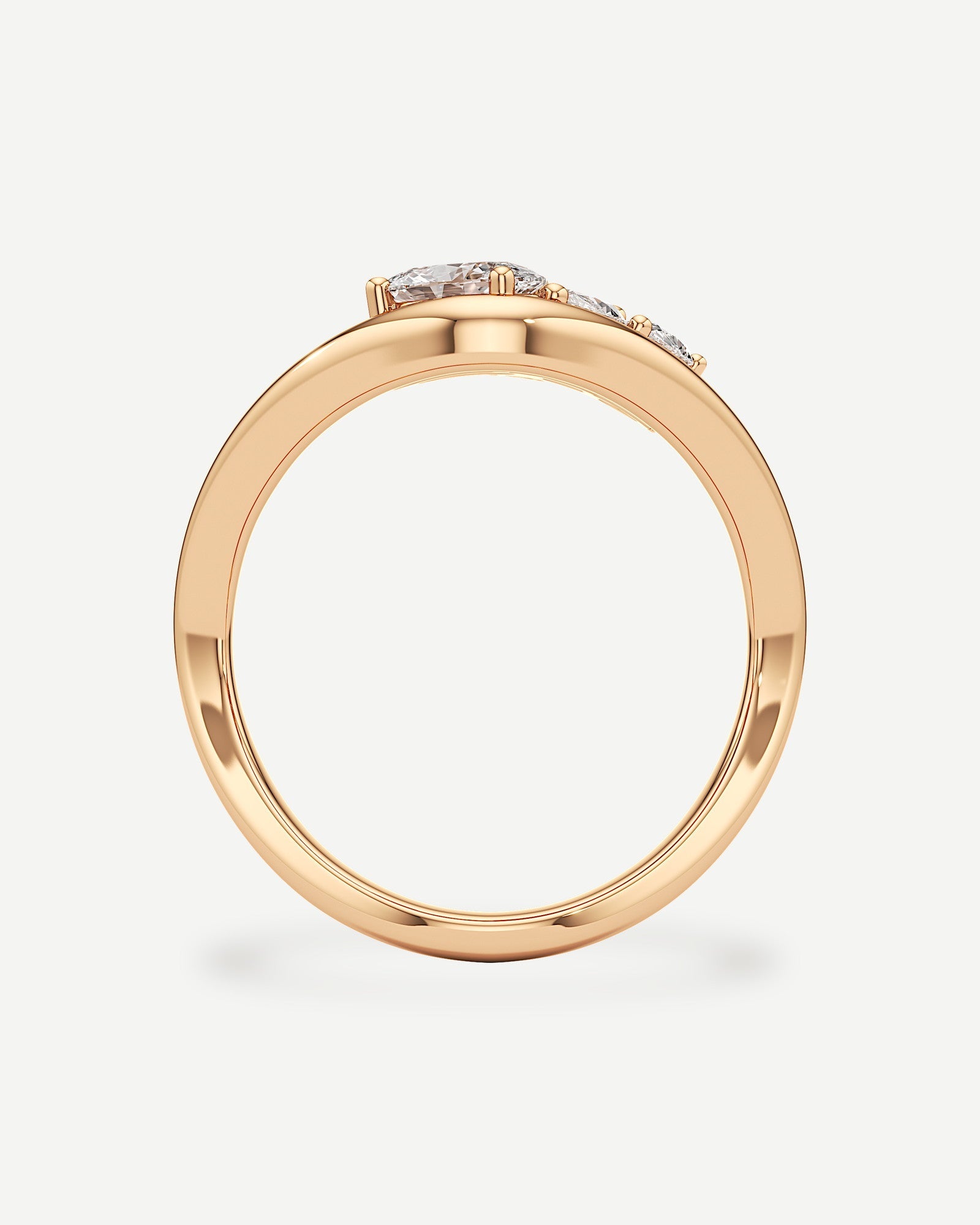 Elara Diamond Wave Ring 1.50 ct Oval Cut in 14K Rose Gold – view 3