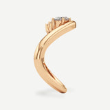 Elara Diamond Wave Ring – 2 ct Emerald Cut, 14K Rose Gold
