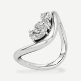 Elara Diamond Wave Ring – 2 ct Emerald Cut, 14K White Gold