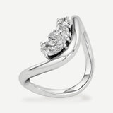 Elara Diamond Wave Ring 1.50 ct Oval Cut in 14K White Gold – view 1