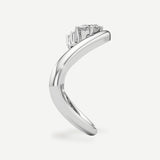 Elara Diamond Wave Ring – 2 ct Emerald Cut, 14K White Gold
