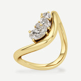 Elara Diamond Wave Ring – 2 ct Emerald Cut, 18K Yellow Gold