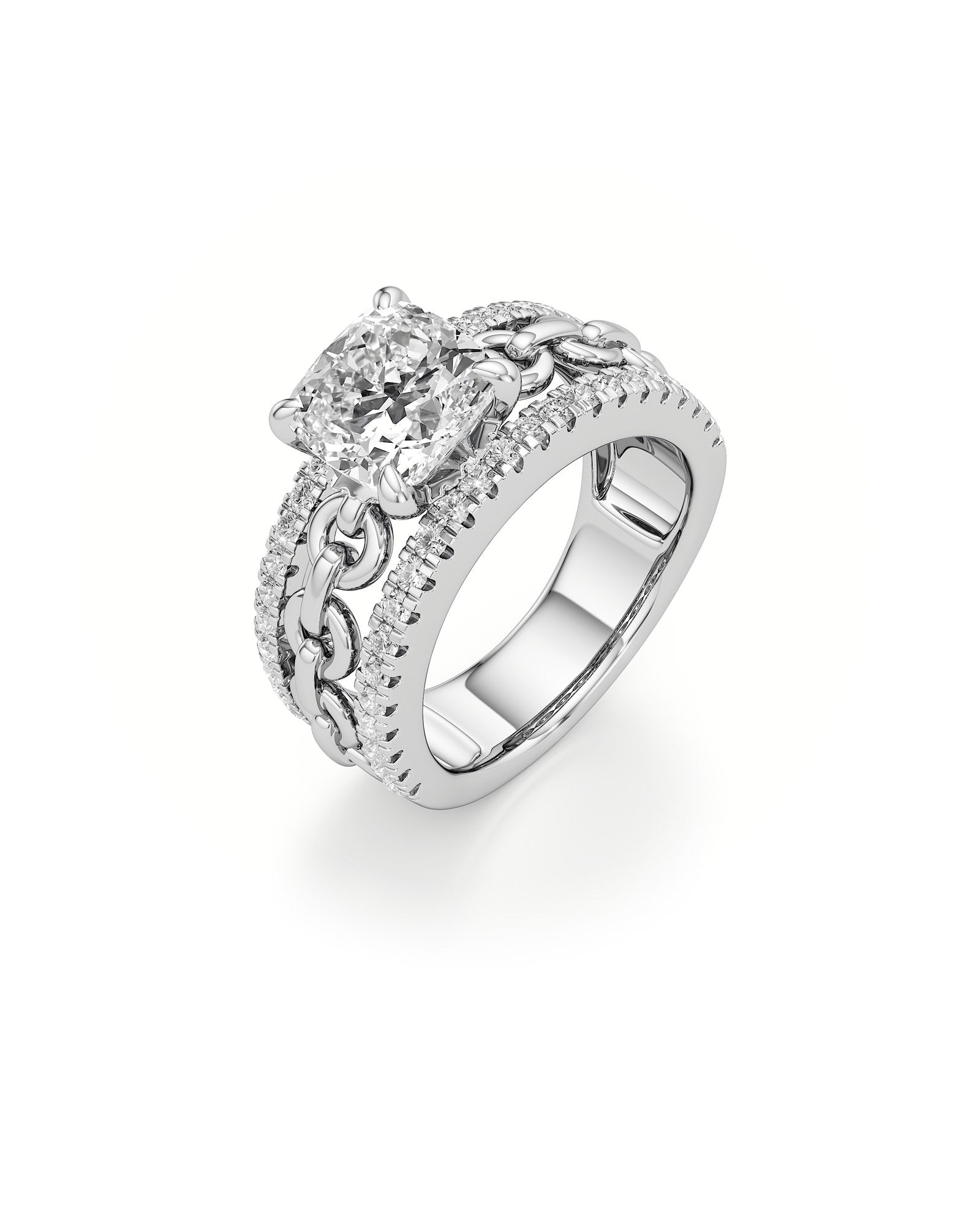 Catena Diamond Engagement Ring 1.50 ct Cushion Cut in 14K White Gold – view 1