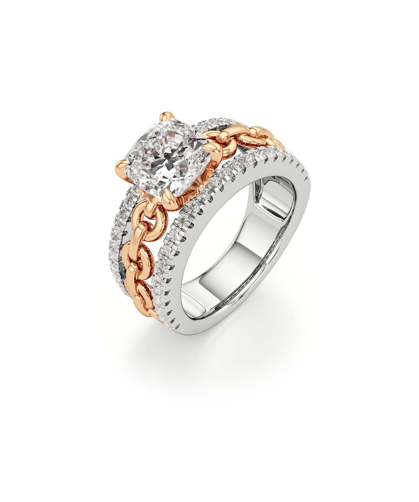Catena Diamond Engagement Ring 1.50 ct Cushion Cut in 14K White & Rose Gold – view 1