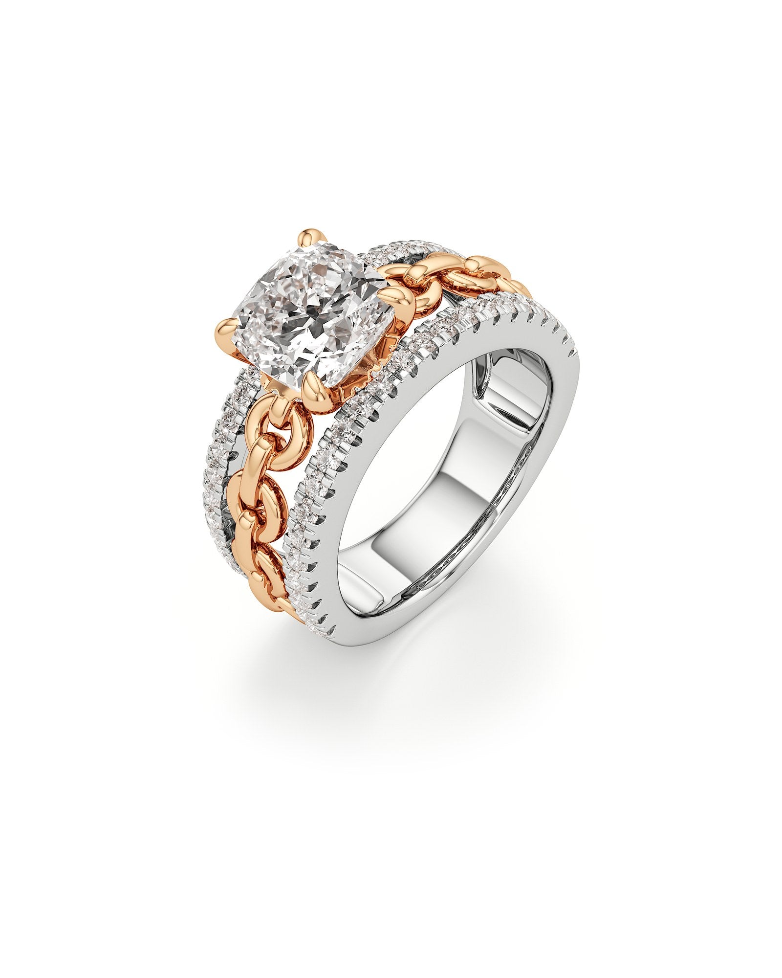 Catena Diamond Engagement Ring 1.50 ct Cushion Cut in 14K White & Rose Gold – view 1