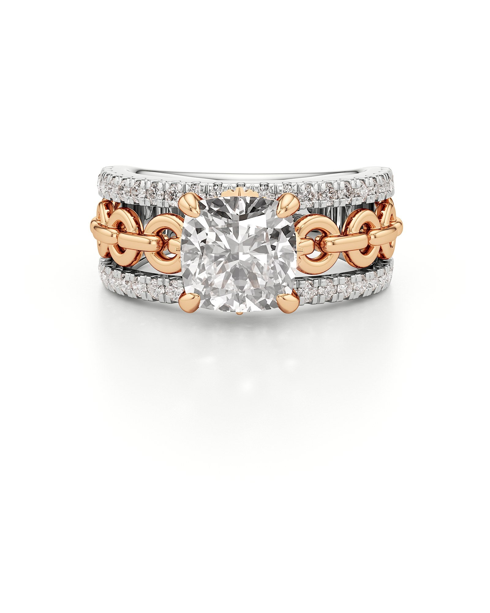 Catena Diamond Engagement Ring 1.50 ct Cushion Cut in 14K White & Rose Gold – view 2