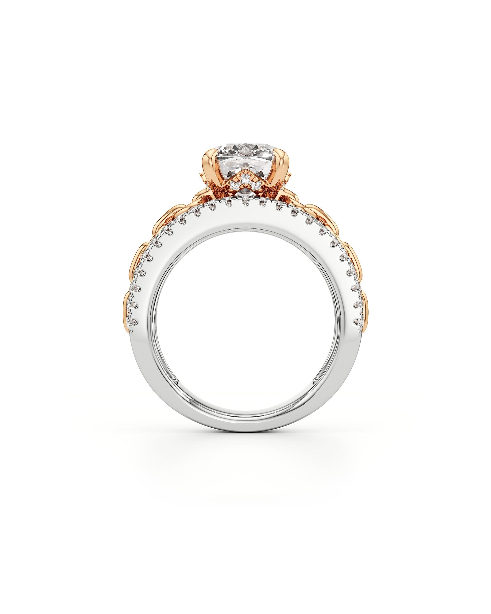 Catena Diamond Engagement Ring 1.50 ct Cushion Cut in 14K White & Rose Gold – view 3