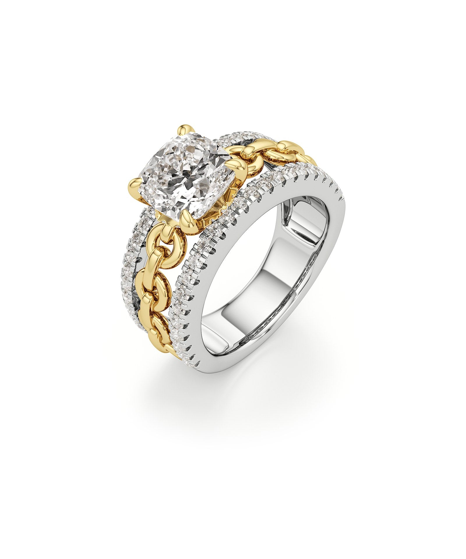 Catena Diamond Engagement Ring 1.50 ct Cushion Cut in 14K White & Yellow Gold – view 1