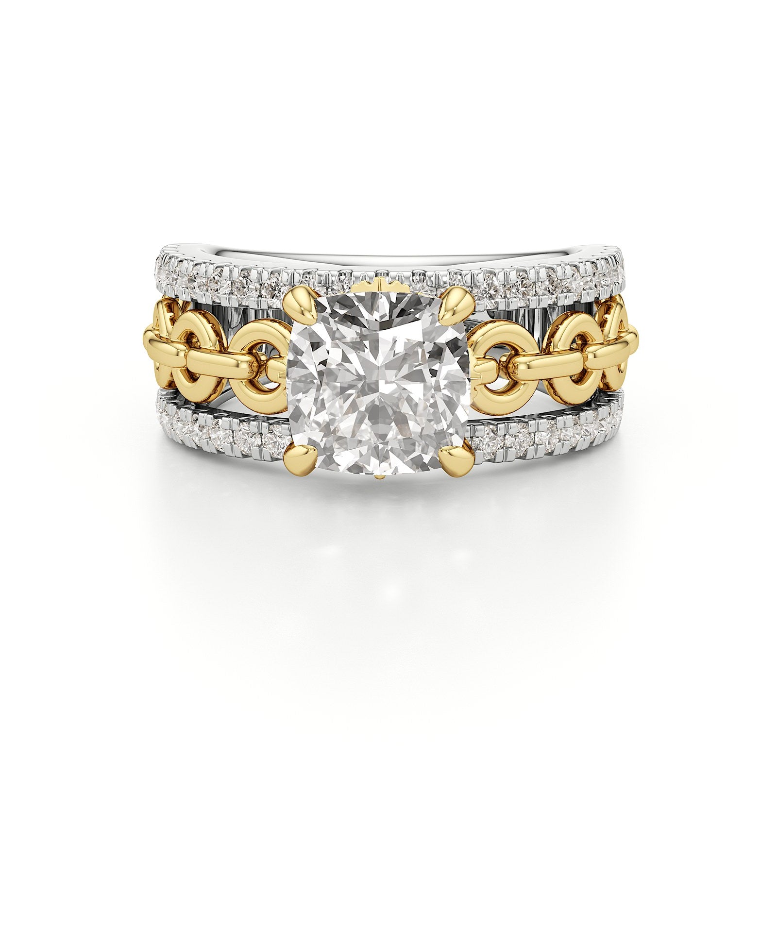 Catena Diamond Engagement Ring 1.50 ct Cushion Cut in 14K White & Yellow Gold – view 2