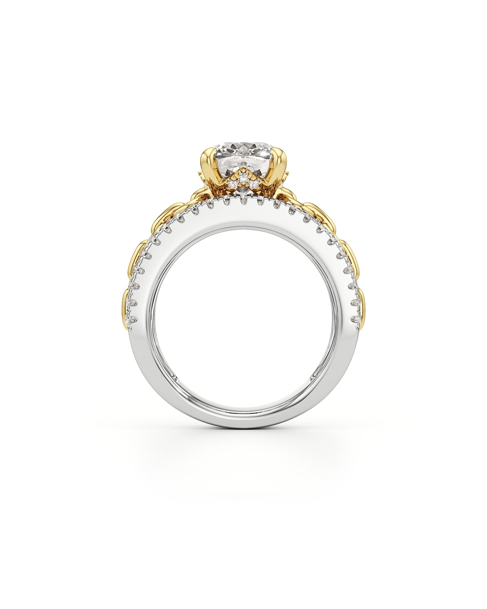Catena Diamond Engagement Ring 1.50 ct Cushion Cut in 14K White & Yellow Gold – view 3