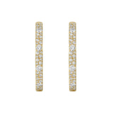 Glam square pave lab grown diamond hoop earrings front view yellow gold