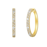 Lab grown diamond geometric hoop earring side angle view yellow gold